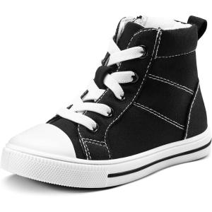 imageK KomForme Kids Sneakers for Boys and Girls Toddler Canvas High Top Walking Causal Shoes with ZipperBlack