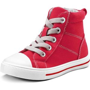 imageK KomForme Kids Sneakers for Boys and Girls Toddler Canvas High Top Walking Causal Shoes with ZipperRed
