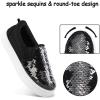 imageK KomForme Toddler Slip on Sneakers Girls Sparkle Sequins Canvas Walking ShoesBlack