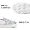 imageK KomForme Toddler Slip on Sneakers Girls Sparkle Sequins Canvas Walking ShoesSliver