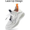 imageRUNSIDE Boys Girls Sneakers Lace up Kids Tennis Shoes for WalkingRunning Lightweight Breathable Gym Shoes Outdoor Little KidBig KidGreyWhite