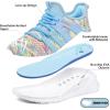 imageRUNSIDE Girls Tennis Shoes Lightweight Sports Kids Sneakers Laceup for RunningWalking ToddlerLittle KidBig KidRainbow Blue