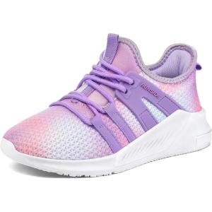 imageRUNSIDE Girls Tennis Shoes Lightweight Sports Kids Sneakers Laceup for RunningWalking ToddlerLittle KidBig KidGradient Purple