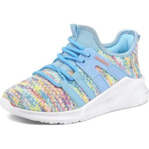 imageRUNSIDE Girls Tennis Shoes Lightweight Sports Kids Sneakers Laceup for RunningWalking ToddlerLittle KidBig KidRainbow Blue