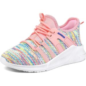 imageRUNSIDE Girls Tennis Shoes Lightweight Sports Kids Sneakers Laceup for RunningWalking ToddlerLittle KidBig KidRainbow Pink