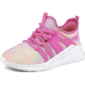 imageRUNSIDE Girls Tennis Shoes Lightweight Sports Kids Sneakers Laceup for RunningWalking ToddlerLittle KidBig KidRose
