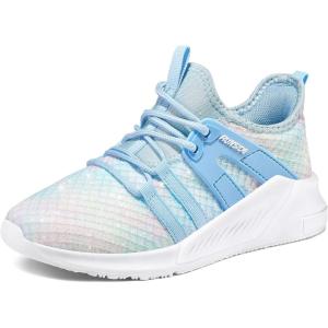 imageRUNSIDE Girls Tennis Shoes Lightweight Sports Kids Sneakers Laceup for RunningWalking ToddlerLittle KidBig KidSparkly Blue