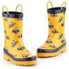 imageK KomForme Toddler Boy Rubber Rain BootsWaterproof with Easyon HandlesYellow CarSize 5M