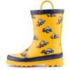 imageK KomForme Toddler Boy Rubber Rain BootsWaterproof with Easyon HandlesYellow CarSize 5M