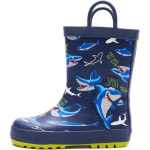 imageK KomForme Kids Rain Boots Waterproof Printed Rubber boots with HandlesNavy Shark