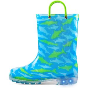 imageK KomForme Kids Rain Boots Waterproof Light up Boots with Easyon HandlesDeep Sea Shark