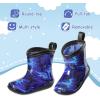 imageK KomForme Toddler Rain Boots Baby Easyon Rain Shoes Lightweight Waterproof for Boys and GirlsBlue Dinosaur