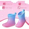 imageK KomForme Toddler Rain Boots Baby Easyon Rain Shoes Lightweight Waterproof for Boys and GirlsBlue Pink Gradient