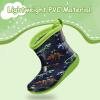 imageK KomForme Toddler Rain Boots Baby Easyon Rain Shoes Lightweight Waterproof for Boys and GirlsGreen Dinosaur Bones