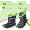 imageK KomForme Toddler Rain Boots Baby Easyon Rain Shoes Lightweight Waterproof for Boys and GirlsGreen Dinosaur Bones