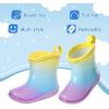 imageK KomForme Toddler Rain Boots Baby Easyon Rain Shoes Lightweight Waterproof for Boys and GirlsYellow Purple Gradient