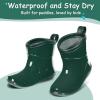 imageK KomForme Toddler Rain Boots Baby Easyon Rain Shoes for Boys and Girls Waterproof Lightweight OutdoorDark Green