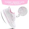imageK KomForme Toddler Sneakers for Boys and Girls Dual Hook and Loops Sneakers Baby Canvas ShoesWhite Glitter