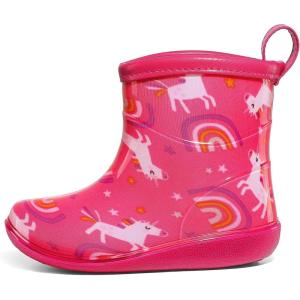 imageK KomForme Toddler Rain Boots Baby Easyon Rain Shoes Lightweight Waterproof for Boys and GirlsPink Unicorn