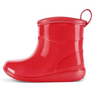 imageK KomForme Toddler Rain Boots Baby Easyon Rain Shoes for Boys and Girls Waterproof Lightweight OutdoorRed