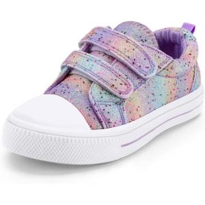 imageK KomForme Toddler Sneakers for Boys and Girls Dual Hook and Loops Sneakers Baby Canvas ShoesGradient Glitter