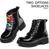 imageK KomForme Boys Girls Ankle Boots Lace Up Side Zipper Waterproof Combat Shoes ToddlerLittle KidBig KidBlack Patent