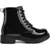 imageK KomForme Boys Girls Ankle Boots Lace Up Side Zipper Waterproof Combat Shoes ToddlerLittle KidBig KidBlack Patent