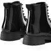 imageK KomForme Boys Girls Ankle Boots Lace Up Side Zipper Waterproof Combat Shoes ToddlerLittle KidBig KidBlack Patent