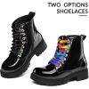 imageK KomForme Boys Girls Ankle Boots Lace Up Side Zipper Waterproof Combat Shoes ToddlerLittle KidBig KidBlack PatentRainbow