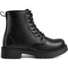 imageK KomForme Boys Girls Ankle Boots Lace Up Side Zipper Waterproof Combat Shoes ToddlerLittle KidBig KidBlack Pu