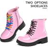 imageK KomForme Boys Girls Ankle Boots Lace Up Side Zipper Waterproof Combat Shoes ToddlerLittle KidBig KidPink Patent