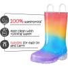 imageK KomForme Toddler Light Up Rain Boots for Girls Boys Waterproof Rain Boots with Handles OutdoorsGradient Orange Blue