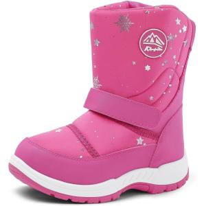 imageK KomForme Boys Girls Snow Boots Waterproof Winter Outdoor BootsToddlerLittle KidBig KidPink Star