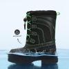 imageK KomForme Snow Boots for Boys and Girls Outdoor Waterproof Fur Lined Warm Shoes ToddlerLittle KidBig KidBlackGreen