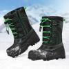 imageK KomForme Snow Boots for Boys and Girls Outdoor Waterproof Fur Lined Warm Shoes ToddlerLittle KidBig KidBlackGreen