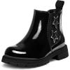 imageK KomForme Girls Glitter Ankle Boots Side Zipper Chelsea Booties Lug Sole ToddlerLittle KidsBig KidsBlack Star