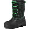 imageK KomForme Snow Boots for Boys and Girls Outdoor Waterproof Fur Lined Warm Shoes ToddlerLittle KidBig KidBlackGreen
