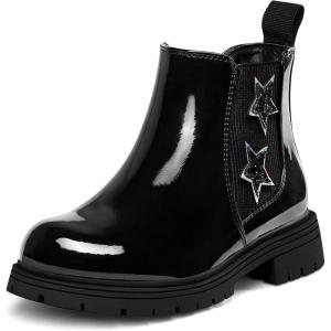 imageK KomForme Girls Glitter Ankle Boots Side Zipper Chelsea Booties Lug Sole ToddlerLittle KidsBig KidsBlack Star