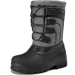 imageK KomForme Snow Boots for Boys and Girls Outdoor Waterproof Fur Lined Warm Shoes ToddlerLittle KidBig KidGreyBlack
