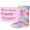 imageK KomForme Girls Boys Rain Boots Waterproof with Easy on Handles for ToddlerLittle KidBig KidColorful Clouds