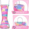 imageK KomForme Girls Boys Rain Boots Waterproof with Easy on Handles for ToddlerLittle KidBig KidColorful Clouds