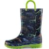 imageK KomForme Girls Boys Rain Boots Waterproof with Easy on Handles for ToddlerLittle KidBig KidGreen Dinosaur
