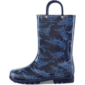 imageK KomForme Girls Boys Rain Boots Waterproof with Easy on Handles for ToddlerLittle KidBig KidBlue Dinosaur