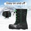 imageK KomForme Snow Boots for Boys and Girls Insulated Waterproof Fur Lined Warm Shoes for Outdoor ToddlerLittle KidBig KidBlackGreen