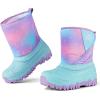 imageK KomForme Kids Snow Boots Fur Lined Warm Waterresistant AntiSlip Winter Boots for ToddlerLittle KidBig KidRainbowAqua