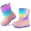 imageK KomForme Kids Snow Boots Fur Lined Warm Waterresistant AntiSlip Winter Boots for ToddlerLittle KidBig KidRainbowPink