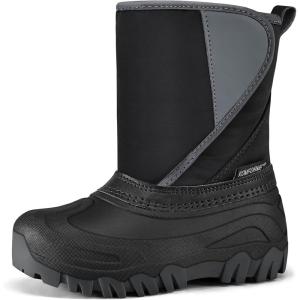 imageK KomForme Kids Snow Boots Fur Lined Warm Waterresistant AntiSlip Winter Boots for ToddlerLittle KidBig KidBlack