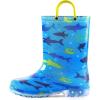 image:imageK KomForme Toddler Light Up Rain Boots Patterns and Glitter Rain Boots for Girls Boys with HandlesBlue shark13