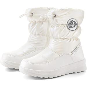 image:imageK KomForme Boys amp Girls Snow Boots Insulated Fur Lined Warm AntiSlip Waterproof Winter Boot ToddlerLittle KidBig KidPearl White