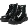 image:imageK KomForme Girls Glitter Ankle Boots Lace Up Waterproof Combat Shoes With Side Zipper for ToddlerLittle KidBig KidBlack